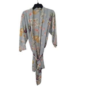 Vintage L.A. Intimates Short Robe Belt Small Floral Blue thigh High